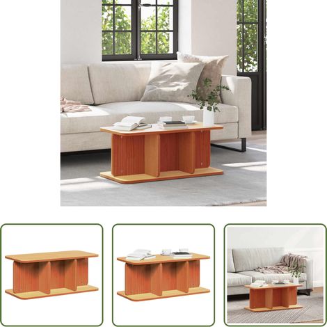 Table basse en pin - Table basse Brun cire 80 x 39,5 x 33,5 cm Bois massif en pin (1/5)