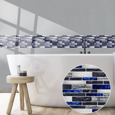 Autocollant Carrelage - Mosaïque Vinyle 10x10 cm - Étanche Auto-adhésif - Cuisine Salle De Bain Toilette - 20 Pièces (1/4)
