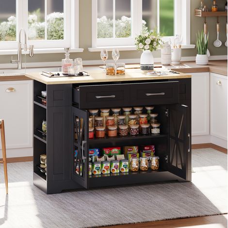 Mobile cucina pieghevole con ruote e prese MDF 120 cm OKMYHOME (1/5)