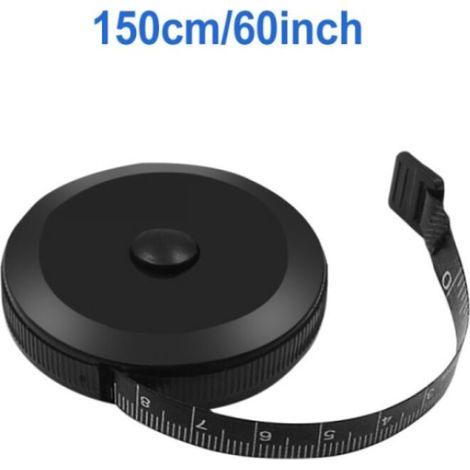 Mètre ruban de 150 cm avec porte-clés, noir (1/5)