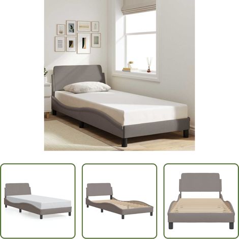 Kopfteil - Bettgestell mit Kopfteil "Dover" Taupe 90x190 cm Stoff (1/5)