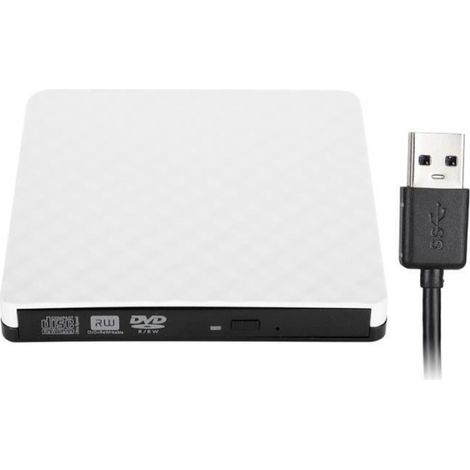 Graveur DVD Externe - USB 3.0 - Lecteur Optique Compatible Windows XP Win7 Win8 - Blanc - 1 Pièce (1/4)