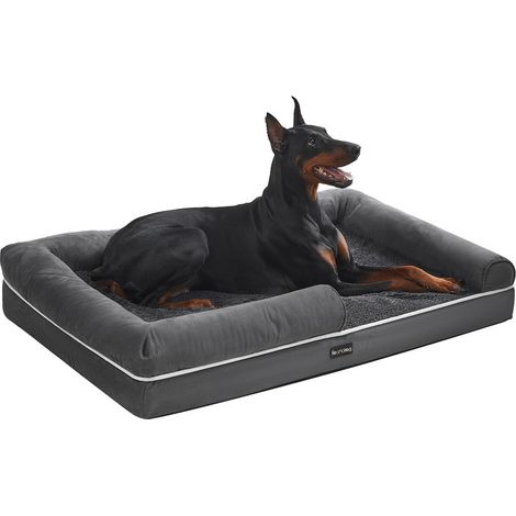 Panier pour Chien Grande Taille XXXL Orthopédique, Canapé, Lit pour Chien Déhoussable Lavable, Rembourrage Moelleux, Bords Rehaussés, 120 x 85 x 18 cm, Antidérapant, Gris Foncé (1/5)