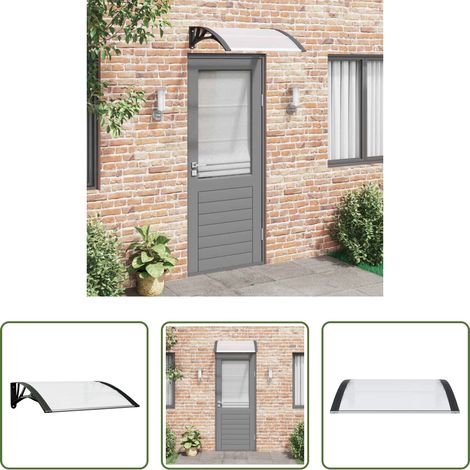 Polycarbonat -  Türvordach Schwarz und Transparent 80x75 cm Polycarbonat