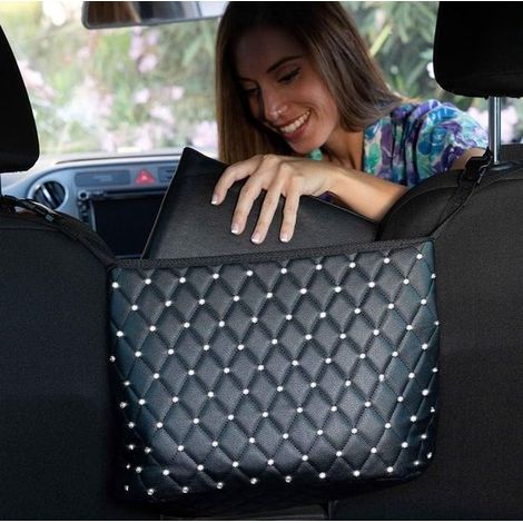 Porta borsetta glitterato，organizer per auto con sottobicchiere，borsa multifunzionale per sedile auto，accessori interni scintillanti (1/5)