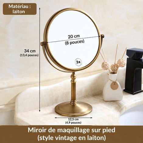 Miroir de beauté à poser en laiton style rétro antique pour salle de bain et coiffeuse 1 kg – Livraison gratuite (1/5)