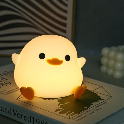Veilleuse LED pour enfants, lampe de chevet canard en silicone avec variateur et minuterie, veilleuse LED pour l'alimentation, décoration de chambre, cadeau d'anniversaire pour enfants, bébés, femmes,