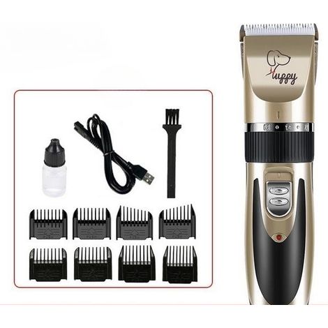 1 tondeuse à poils pour chiens et chats, silencieuse 50 dB, rechargeable sans fil, lame céramique/acier inoxydable, 8 sabots réglables (1/2)