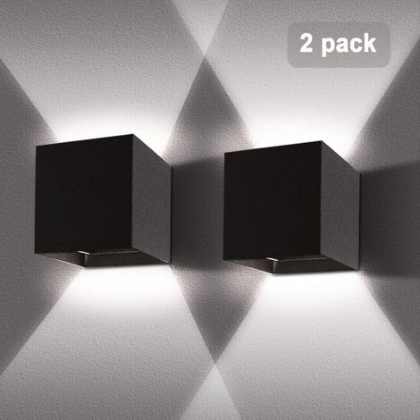 Set di 2 applique da parete per interni/esterni, 12W, 6000-6500K, angolo del fascio regolabile, impermeabili IP65 - Nero