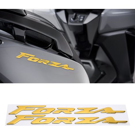 Une paire d'autocollants 3D avec le logo FORZA pour moto Honda FORZA 300 125 250 jaune. (1/5)