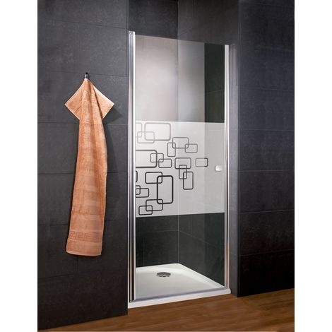 Schulte – Porte de douche pivotante 80 x 192 cm – Verre anticalcaire 5 mm – Profilé chromé – Décor Softcube – Ouverture extérieure – Installation facile