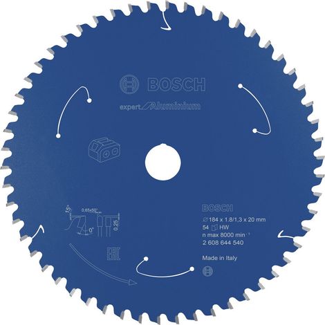 Lame de scie circulaire Bosch Expert for Aluminium pour scies circulaires portatives sans fil 184 x 1,8 / 1,3 x 20 54 dents - 2608644540 (1/4)