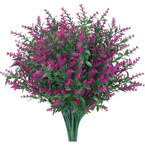 Bouquet De Lavande Artificielle - 15 Pouces Hauteur - Résistant Aux UV - Pour Décoration Extérieure Et Intérieure - Lot De 8 (1/5)