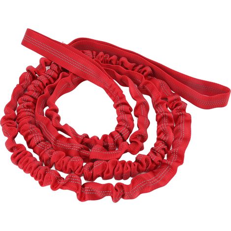 Barre de remorquage pour vélo en nylon extensible, longueur naturelle 2,7 m, corde de remorquage portable pour vélo, course et marche, rouge (1/5)