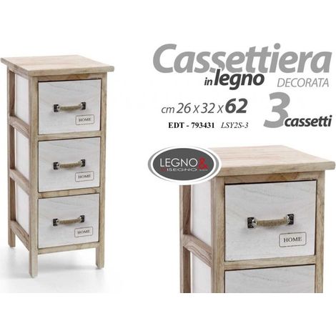 Kommode mit drei Schubladen Badezimmer Küche cm 26 x 32 x 62 h