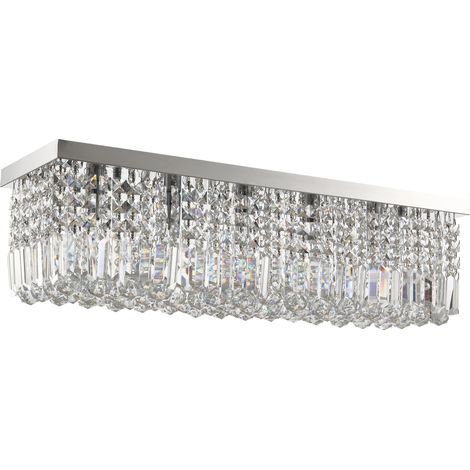 Modern Crystal Ceiling Light Square Crystal Chandelier for Living Room- Dining Room- Hall- E14 Base- Silver- 80  25  23cm (1/5)