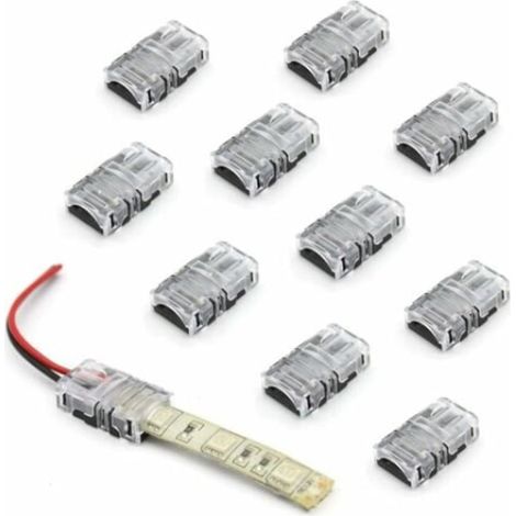 Connecteurs pour ruban LED, BGHYHYHI, lot de 10, 2 broches, 8 mm, incolore (1/5)