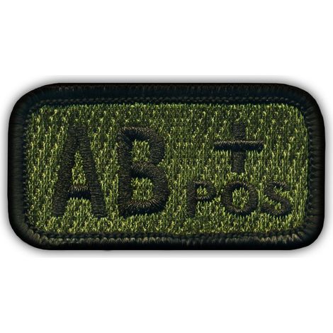 Patchion Blutgruppe AB „pos“ olivgrün – Magnetische Rückseite – Gestickter Aufnäher/Abzeichen/Emblem