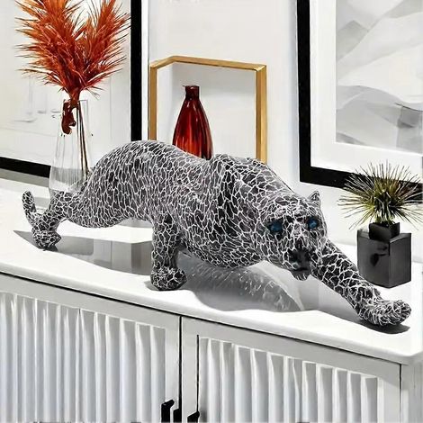 Sculpture décorative moderne en résine représentant un léopard, idéale pour décorer un bar, un salon ou un bureau. Cadeau idéal. (1/5)