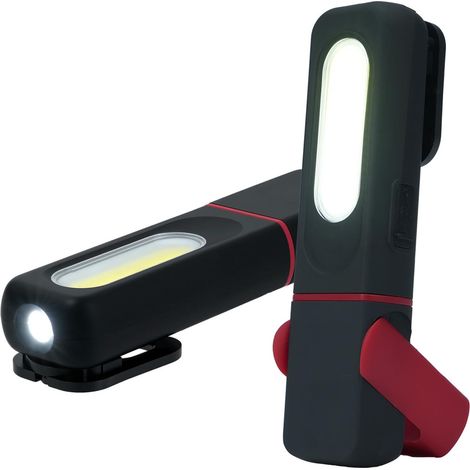Wigearss 2 Pièces Lampe de Travail Rechargeable, Lampe de Poche COB, 4 Modes d'Éclairage avec Base Magnétique et Crochet, Lampe de Travail LED Portable pour Réparation, Garage, Camping (1/5)