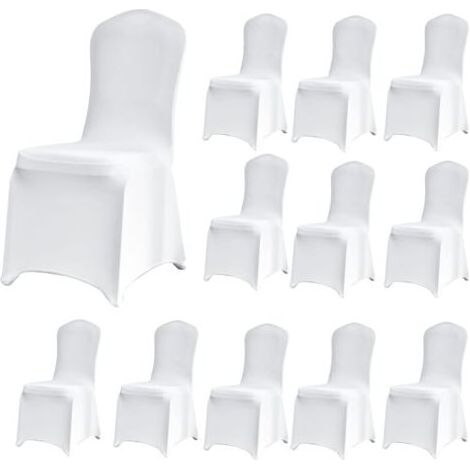 Housse de Chaise Estensibile 12 Parti, Universale Rimovibile, Lavabile e Resistente per Sala da Pranzo, Home Hotel Ristorante Ufficio del Partito Banchetto Cucina Decorazione di Nozze Puro Bianco(off- (1/5)