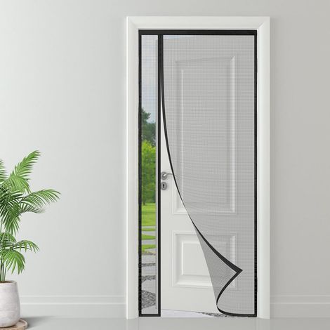 Moustiquaire magnétique à ouverture latérale, 100 x 220 cm, facile à installer sans perçage, adaptée aux fenêtres/balcons pour empêcher les moustiques d'entrer - Noir (1/4)