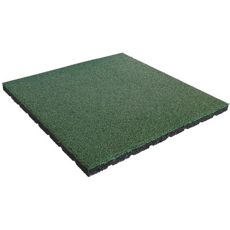 Baldosa de caucho de 25 mm - 50 x 50 cm - Verde - 2 piezas - 0,5 m² (1/2)