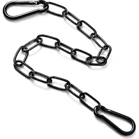 Lot de 1 chaîne de verrouillage pour portail, chaîne métallique 100 cm avec 2 mousquetons amovibles, petite chaîne en acier inoxydable pour clôtures extérieures et cages pour animaux (Noir)