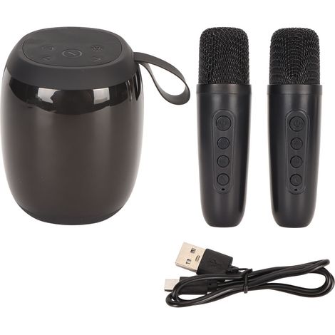 Enceinte Bluetooth V8 avec microphone karaoké à double micro et éclairage RGB - Noir (1/5)