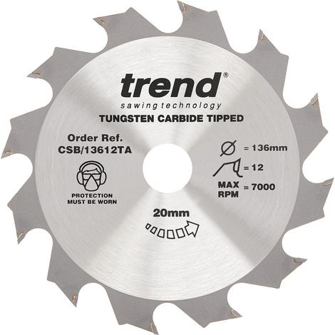 Lame de scie circulaire bois 136 mm, alésage 20 mm, 12 dents TCT (1/5)