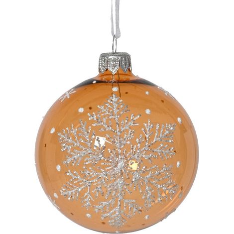 Pallina decorativa de vidrio transparente 8 cm con diseño de copos de nieve brillantes
