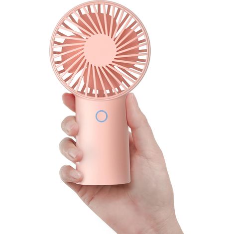 Portable Fan, 4000mAh Mini Handheld Fan, USB Rechargeable Small Fan [5-20H Working Time] Battery Operated Personal Fan with 3 Speeds for Outdoor/Office-Pink (1/5)