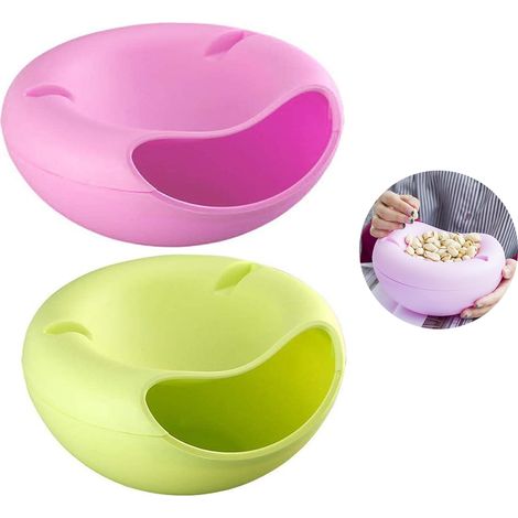 Bol Snack - Double Couche Détachable avec Support Téléphone - Pour Noix Fruits Apéritif - 2 Pièces (1/5)