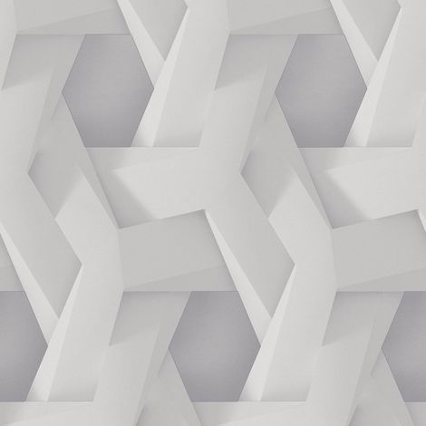 3D wallcovering wall Profhome 387211 hot embossed non-woven wallpaper smooth with geometric shapes matt grey white 5.33 m2 (57 ft2) (1/5)