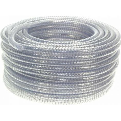 TUBO SPIRALATO RIGIDO PVC TRASPARENTE SPIRALE IN ACCIAIO PER ASPIRAZIONE MT 1 (28938V) INTERNO MM 25 ESTERNO 34 MM (28938) (1/2)