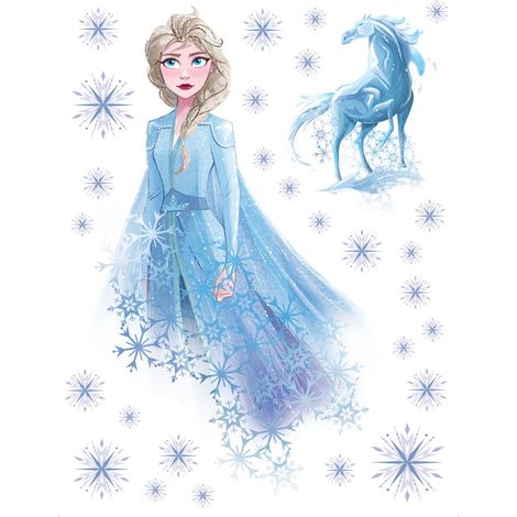 sticker mural La Reine des neiges Elsa bleu clair  - Disney