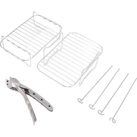 Grille à friteuse en acier inoxydable avec brochettes et pinces anti-brûlure pour friteuse NINJA FOOD 8QT (1/5)
