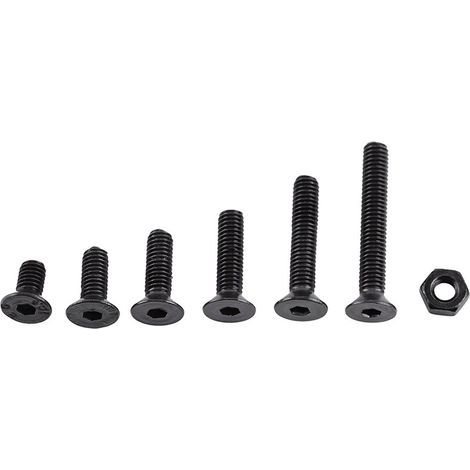 Lot de 250 vis à douille hexagonale en alliage d'acier M3 noir avec boulon hexagonal Kit d'assortiment de soutien-gorge de machine (C : tête plate) (1/5)