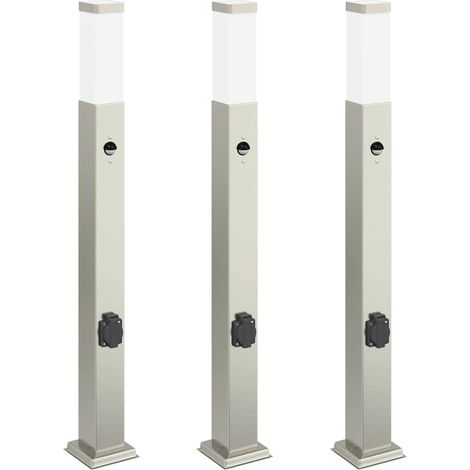 Lampioni a dissuasore con sensore e presa 3 pz 80 cm Acciaio Inox IP44 vidaXL