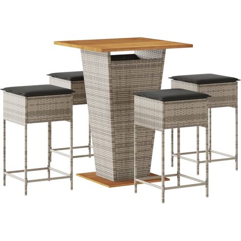 Maison Exclusive - Set Bar da Giardino 5 pz con Cuscini in Polyrattan Grigio