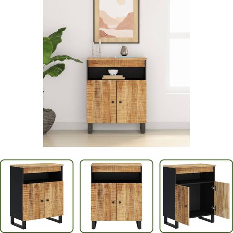 Rangement - Buffet avec 2 portes 60x33x75 cm bois massif de manguier (1/5)