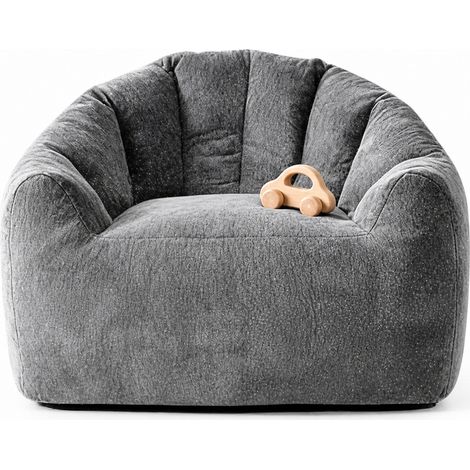 Sillón tipo bean bag redondo ergonómico de franela gris 99 x 86,3 x 64,7 cm HOMVRA (1/5)