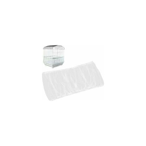 Housse Pour Cage À Oiseaux - Maille Souple Extensible - Circonférence Réglable 95 À 190 Cm - Hauteur 33 Cm - Blanc - 1 Pièce