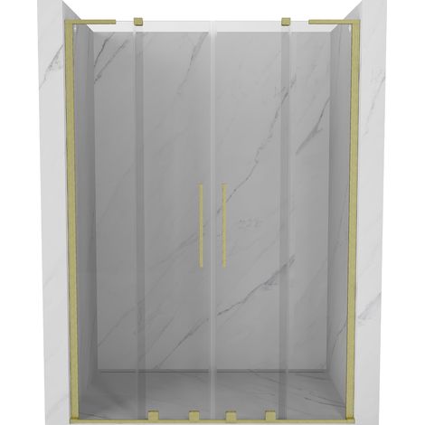 Mexen Velar L Duo Schiebetüren für Dusche 160 cm, transparent, gebürstet gold - 871-160-003-02-55 (1/5)
