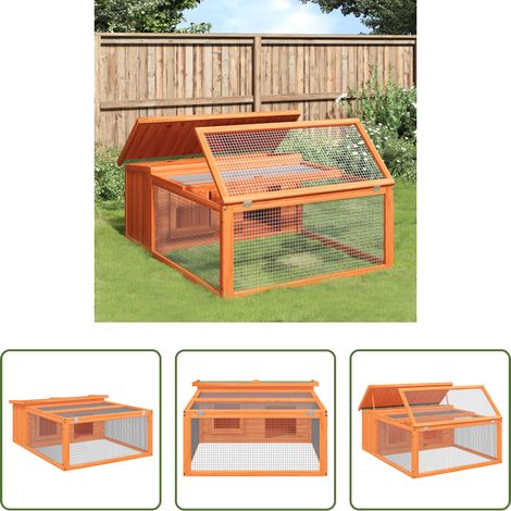 vidaXL Kaninchenhaus -  Kaninchenstall Braun 117,5x97x47,5 cm Massivholz Kiefer