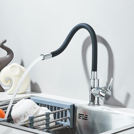 Robinet d’évier pliable rotatif – Mitigeur chaud et froid en acier inoxydable 304 avec tube en silicone