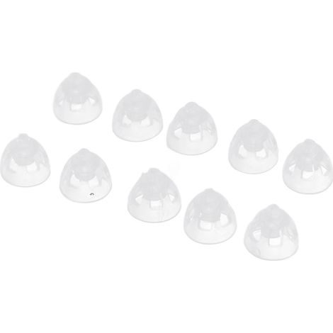 Lot de 10 dômes de rechange pour appareils auditifs Sound Aid, en silicone monocouche haute transparence, réutilisables et aérés, de 8 mm (taille moyenne). (1/5)