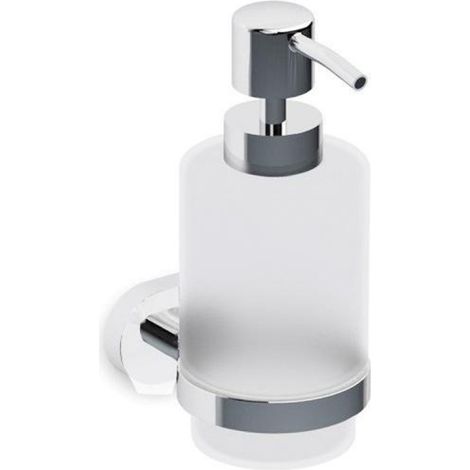 Distributeur de savon mural YUKON en verre et laiton blanc chromé 200 ml (1/5)
