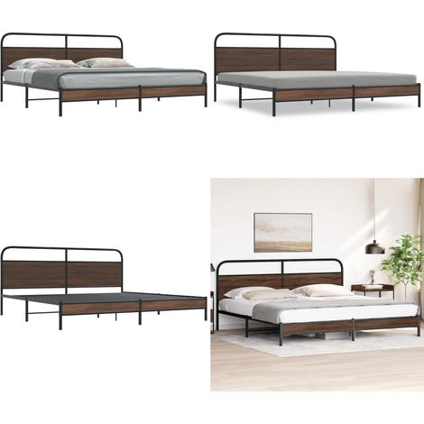 vidaXL Cadre de lit en métal sans matelas chêne marron 200x200 cm (1/5)