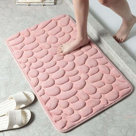 Rutschfeste Badematte aus Memory-Schaum, saugfähig und maschinenwaschbar, Duschmatte fürs Badezimmer, rosa, 40 × 60 cm (1/4)